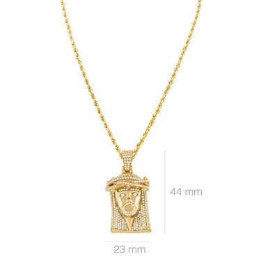 14K Yellow Gold Mens Jesus Head Pendant With Round Cut Diamonds 3.00 Ctw